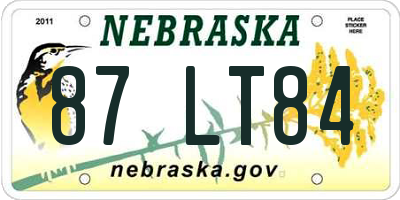 NE license plate 87LT84