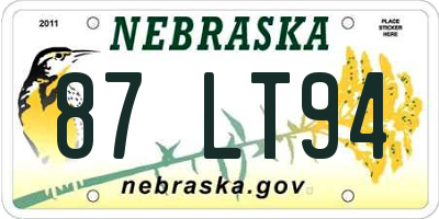 NE license plate 87LT94