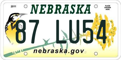 NE license plate 87LU54