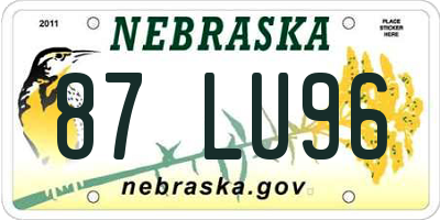 NE license plate 87LU96