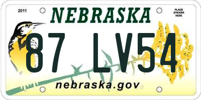 NE license plate 87LV54