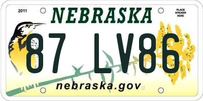 NE license plate 87LV86