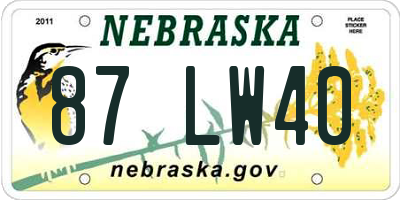 NE license plate 87LW40