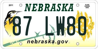 NE license plate 87LW80