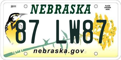NE license plate 87LW87