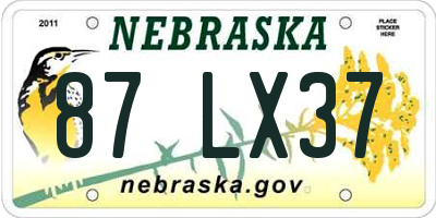 NE license plate 87LX37