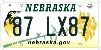 NE license plate 87LX87