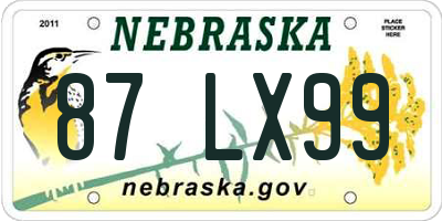 NE license plate 87LX99