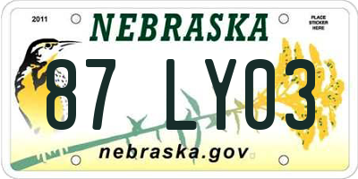 NE license plate 87LY03