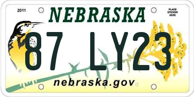 NE license plate 87LY23