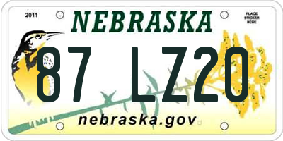 NE license plate 87LZ20