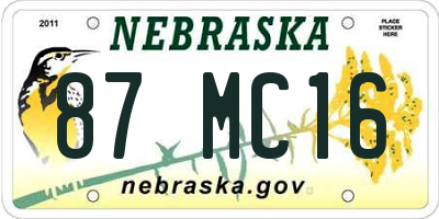 NE license plate 87MC16
