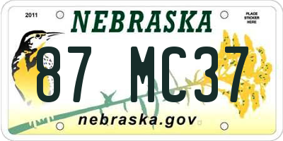 NE license plate 87MC37