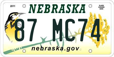 NE license plate 87MC74