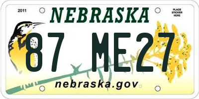 NE license plate 87ME27
