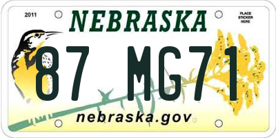 NE license plate 87MG71