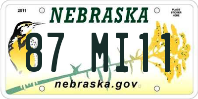 NE license plate 87MI11