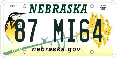 NE license plate 87MI64