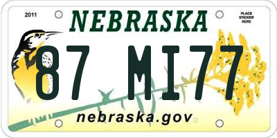 NE license plate 87MI77