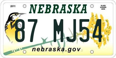 NE license plate 87MJ54