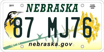NE license plate 87MJ76