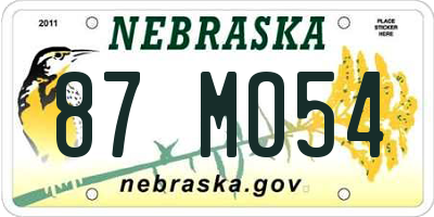 NE license plate 87MO54