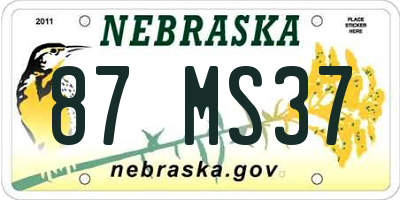 NE license plate 87MS37