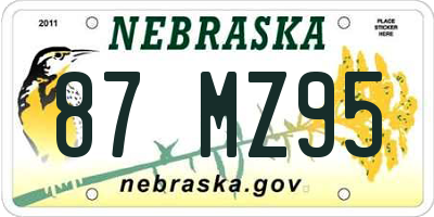 NE license plate 87MZ95