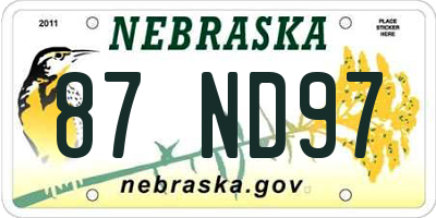NE license plate 87ND97