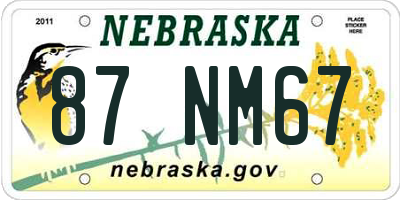 NE license plate 87NM67