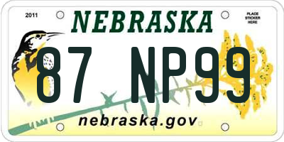 NE license plate 87NP99