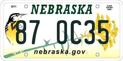 NE license plate 87OC35