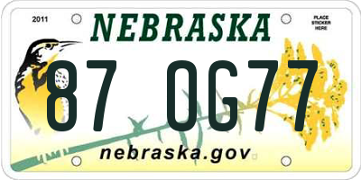 NE license plate 87OG77