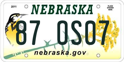 NE license plate 87OS07