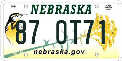 NE license plate 87OT71