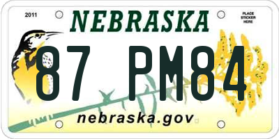 NE license plate 87PM84