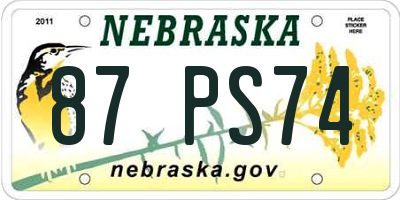 NE license plate 87PS74