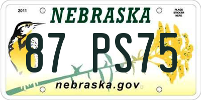 NE license plate 87PS75