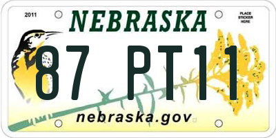 NE license plate 87PT11