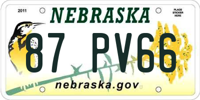 NE license plate 87PV66