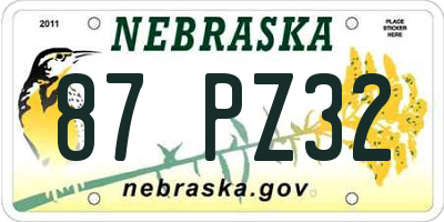 NE license plate 87PZ32
