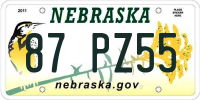 NE license plate 87PZ55