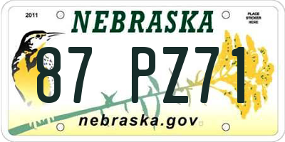 NE license plate 87PZ71