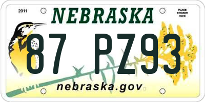 NE license plate 87PZ93