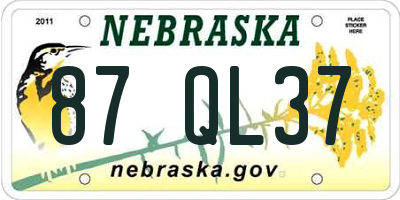 NE license plate 87QL37
