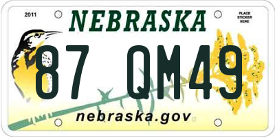 NE license plate 87QM49