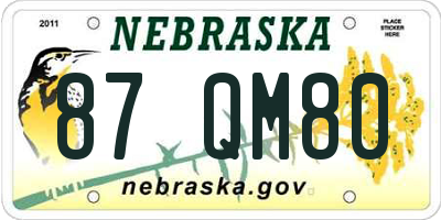NE license plate 87QM80