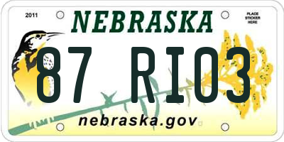 NE license plate 87RI03