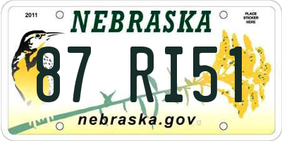 NE license plate 87RI51