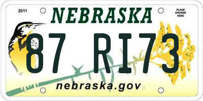 NE license plate 87RI73
